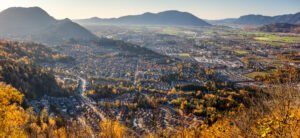 Panoramic view of Chilliwack, BC at sunset